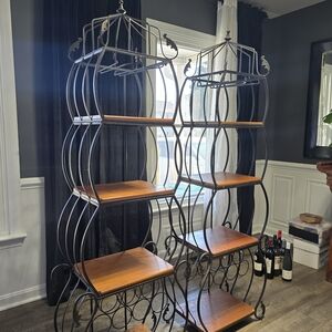 Elegant Black and Brown Metal Display Shelves